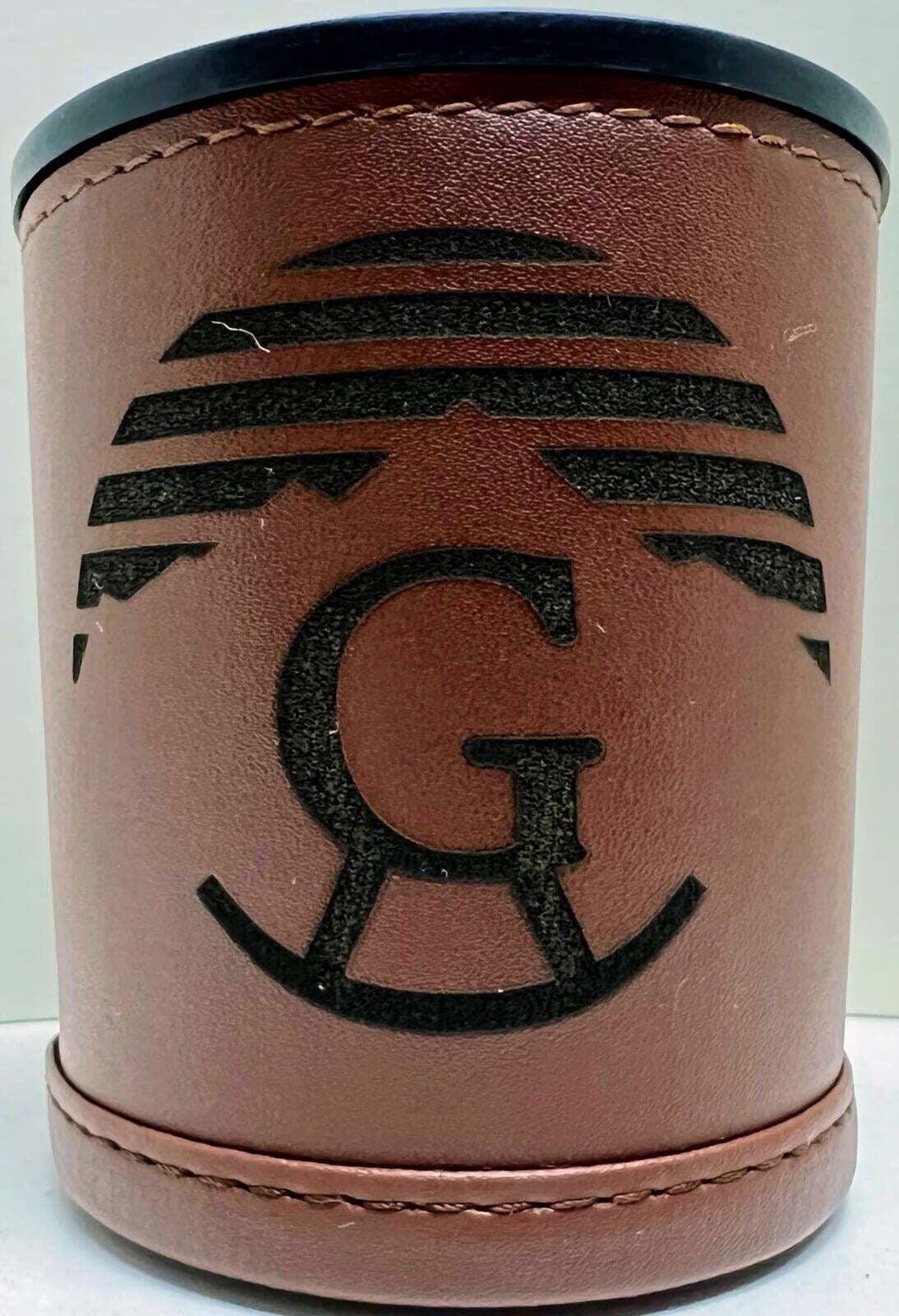Engraved Leather Dice Cups