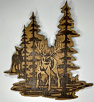 3D Mule Deer Wood Scene 12" x 12"